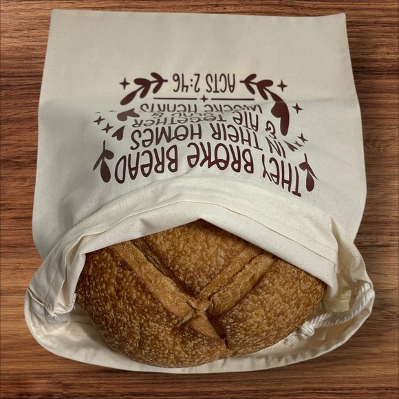 Farmhouse Rustic Cotton Linen Organic Sourdough Bread Bag, Food Storage Bag - Picture 2 of 4